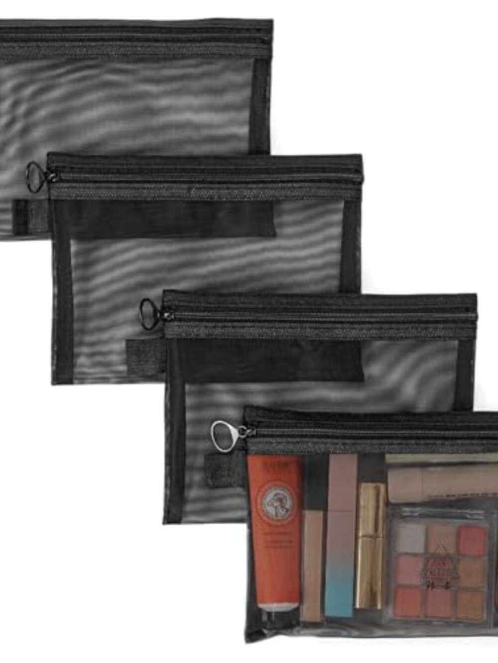 4 Pack Mesh Makeup Bag Set Small Cosmetic Pouch Travel Toiletry Organizer